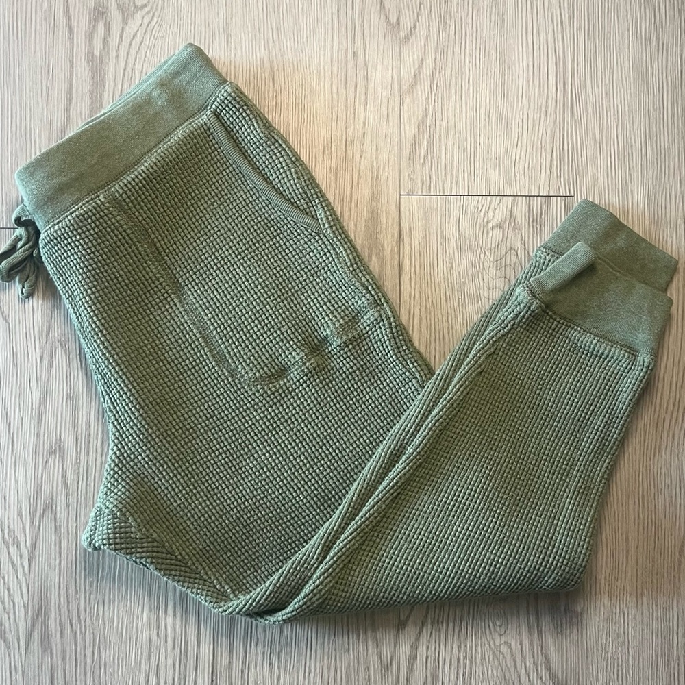 J. Crew Olive Green Cotton Waffle Lounge Joggers Size Medium